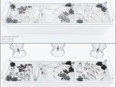 Showcase with fish and seafood 3D model