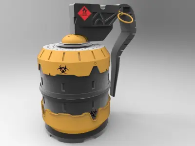 Green Yellow High Poly Grenade 3D model