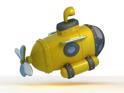 submarine cartoon military toy yellow industrial ship nautical 3D model