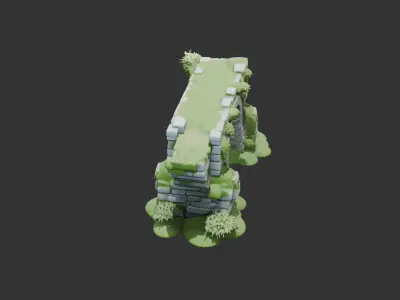 Stone Bridge Ruins Low-poly 3D model