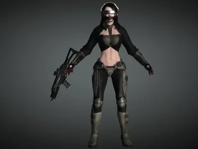AAA Military Female Character 04 Low-poly 3D model
