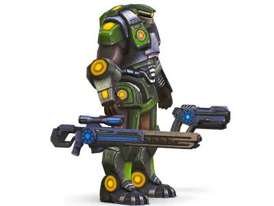 Sci-Fi Male Cyborg - Man Drone Heavy Sniper Soldier Bandit Low-poly 3D model