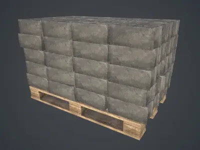 Pallet With Concrete Blocks PBR Game Ready Low-poly 3D model