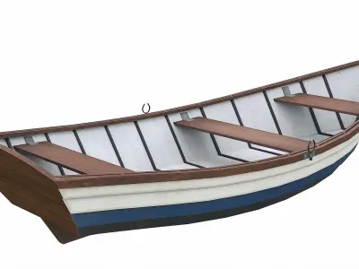 Painted Wooden Boat v2 Low-poly 3D model