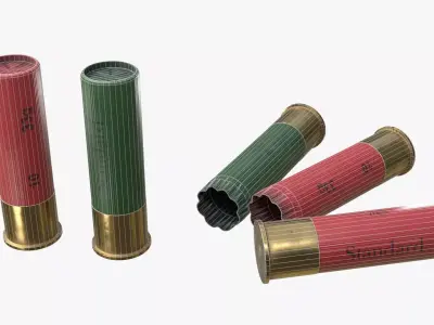 Generic 12 gauge shotgun shells Free low-poly 3D model