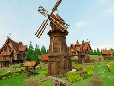 STYLIZED MEDIEVAL BUILDING 07 PRINT READY Low-poly 3D model