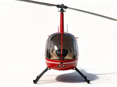  Low-Poly Quad Topology Helicopter Robinson R22 3D model