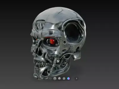 Battle Damaged Cyborg Skull Sci Fi Robot Sculpture STL V1 3D print model