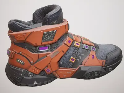 Sci-Fi Sneakers P04 Low-poly 3D model