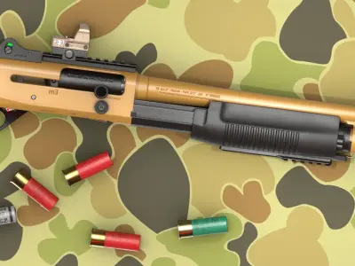 Benelli M3A1 Pack - ADF Combat Shotgun System - Game Asset Low-poly 3D model