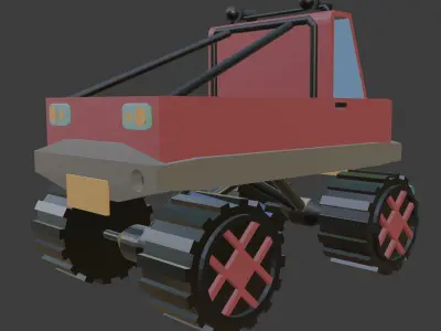 Low poly truck monster Low-poly 3D model