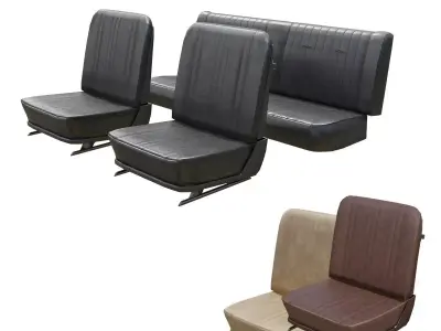 Kit Car Seats many Leather PBR Options Low-poly 3D model