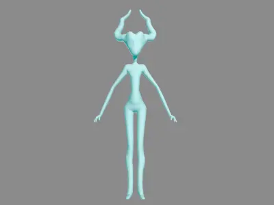 Fantasy character with horns 3D model