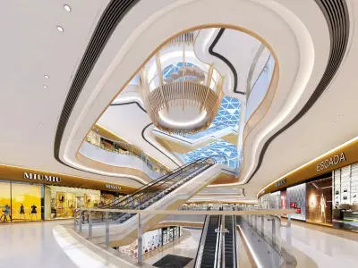 Shopping Mall interior Low-poly 3D model