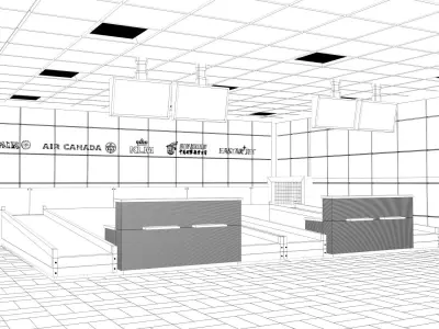 check-in counter Low-poly 3D model