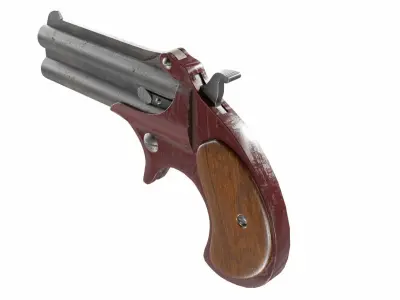 Derringer revolver with wooden handle 3D model