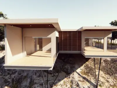 Hill House 01 Low-poly 3D model