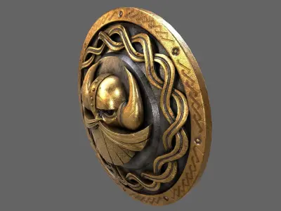 Dwarven shield Low-poly 3D model