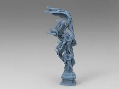 Dantes Inferno Fire dance pillars collection Low-poly 3D model