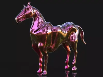 Gold and Pink Horse Free 3D model