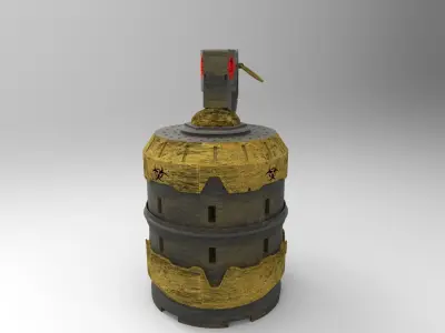 Green Yellow High Poly Grenade 3D model
