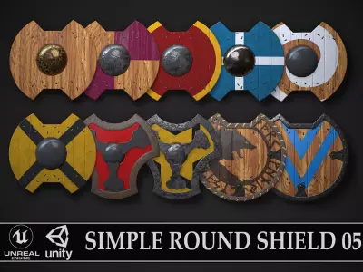 Round Shield05 Low-poly 3D model