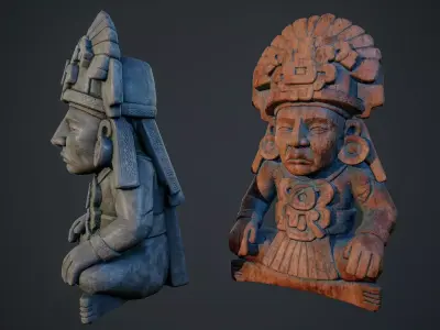 Aztec Statue 01 PBR Low-poly 3D model