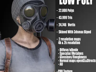 Female Survivor Low-poly 3D model