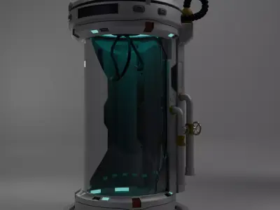 SciFi Lab Asset Pack Cryo Pod and Control Desk plus FREE UFO  3D model