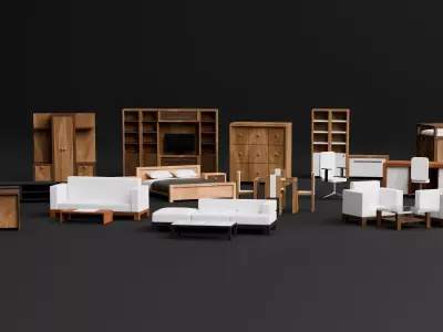 Modern Home Furniture Pack Low-poly 3D model