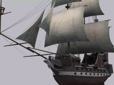 Galeon sailing ship Low-poly 3D model