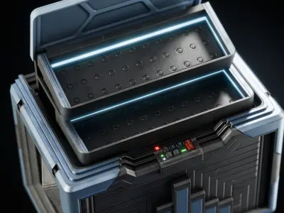 GAME READY CYBERPUNK SUPPLY CRATE PBR RIGGED Low-poly 3D model