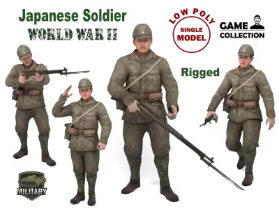 Japanese Soldier Low-poly 3D model