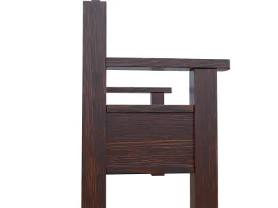 Rustic Bench Low-poly 3D model