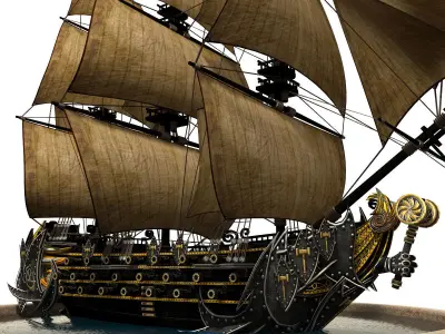 Pirate Ship Low-poly 3D model