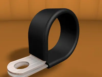 Steel clamp with rubber protection Low-poly 3D model