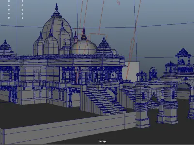 JAIN MANDIR TEMPLE with huge gate 3D model