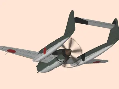 Imperial Japanese Navy Mitsubishi J4M Interceptor Fighter Senden 3D model