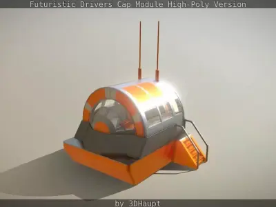 Futuristic Drivers Cap Module High-Poly 3D model