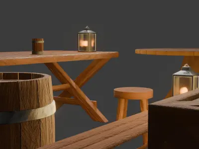 Tavern assets pack 1 Low-poly 3D model