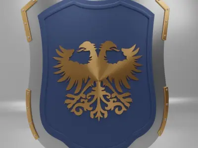 Medieval Shield with double headed eagle emblem Free 3D model