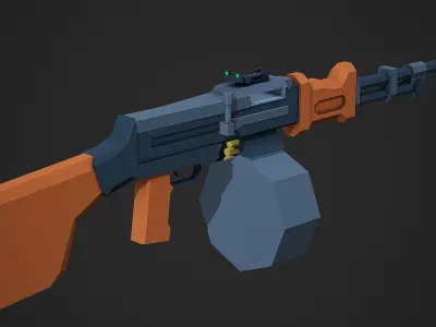 Stylized RPD LMG Low Poly Mobile Ready Low-poly 3D model