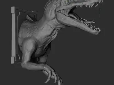 Spinossaur t - rex on wall 3D print model