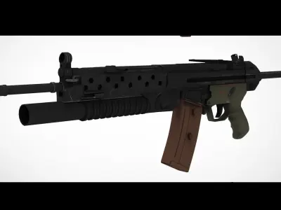HK 33 Assault Rifle Low-poly 3D model