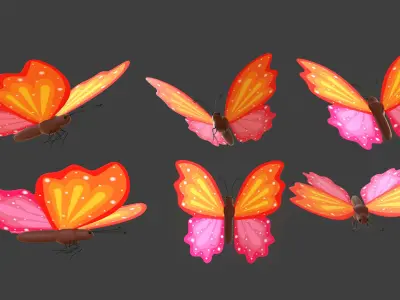 Butterfly Wing Flapping 8 Animated Low-poly 3D model
