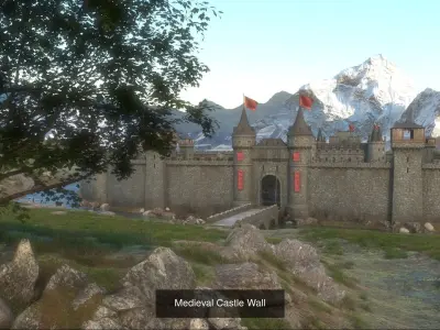 Medieval Castle Scene 3D Model Collection