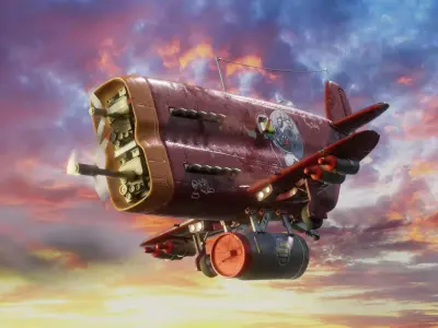 High-Poly Cartoon Plane Free 3D model