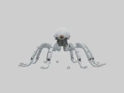 Robot version of a robot squid model Low-poly 3D model