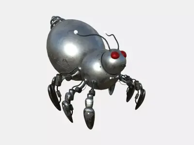 Cute Robot E10 Steel Dark - SciFi Character Design Low-poly 3D model