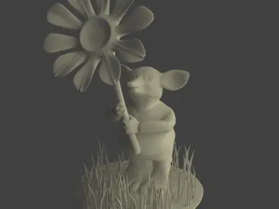 Mouse Giving a Flower Free 3D model